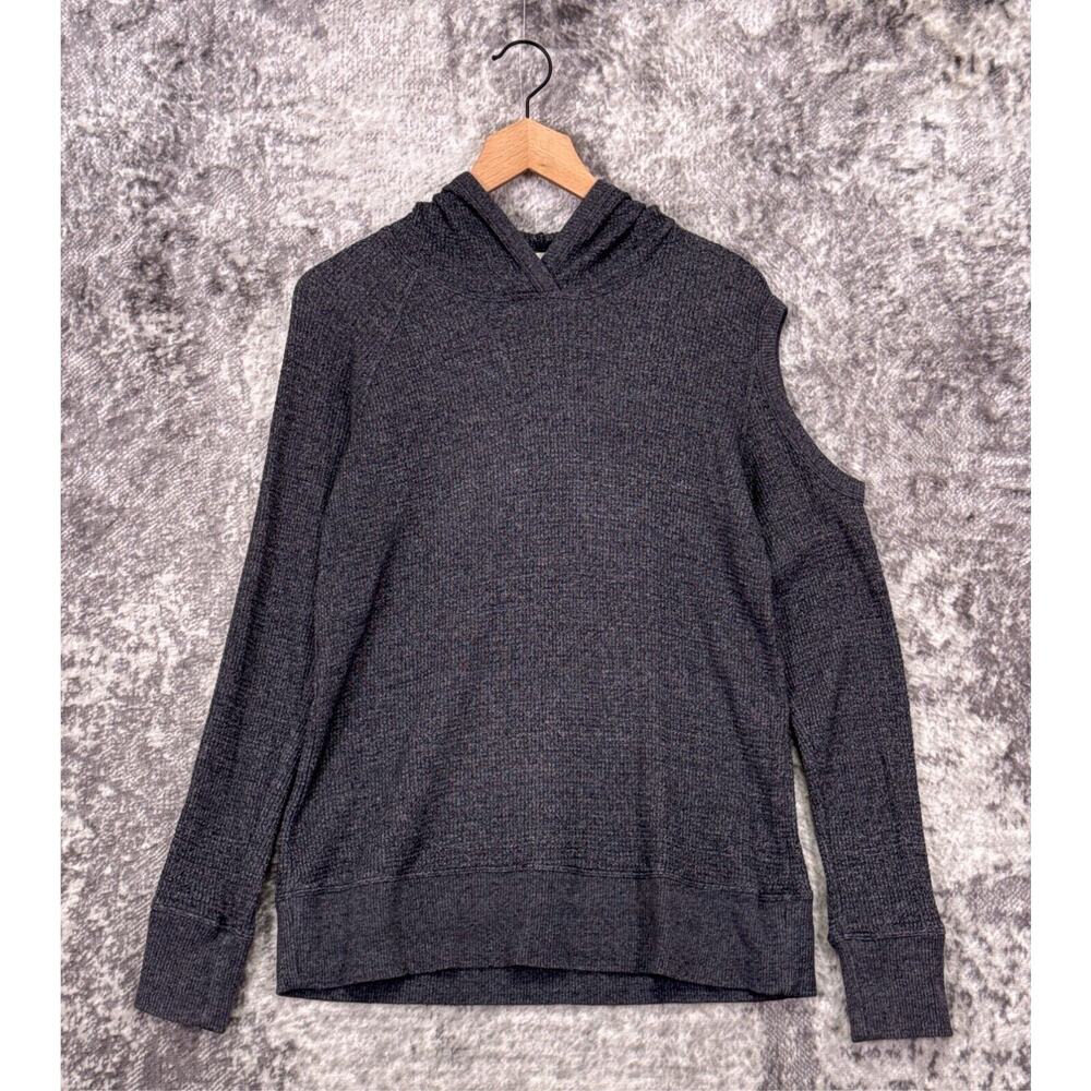 WILT Hoodie Medium Womens Anthropologie Gray Thermal Cutout Sweatshirt Sweater